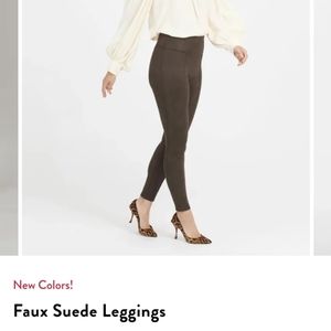 SPANX brown faux suede leggings